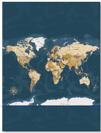 Vintage world map wallpaper design with compass rose by Plan Photo Repro
