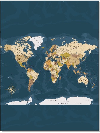 Vintage world map wallpaper installed by Plan Photo Repro