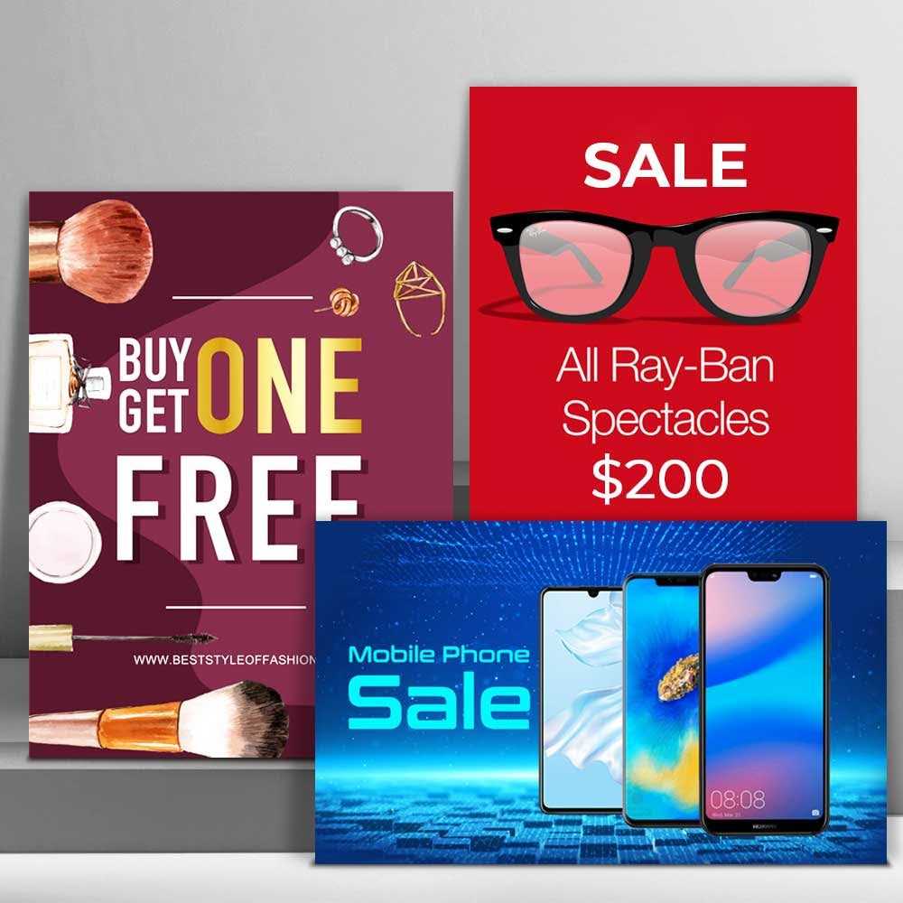 Retail sale Correx boards for makeup, Ray-Ban and mobile phone promotions by Plan Photo Repro