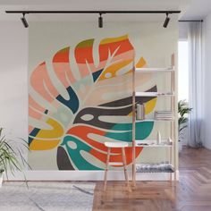 Monstera leaf wall decal applied to a white wall by Plan Photo Repro