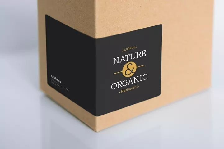 Nature Organic Restaurant box corner labels printed by Plan Photo Repro