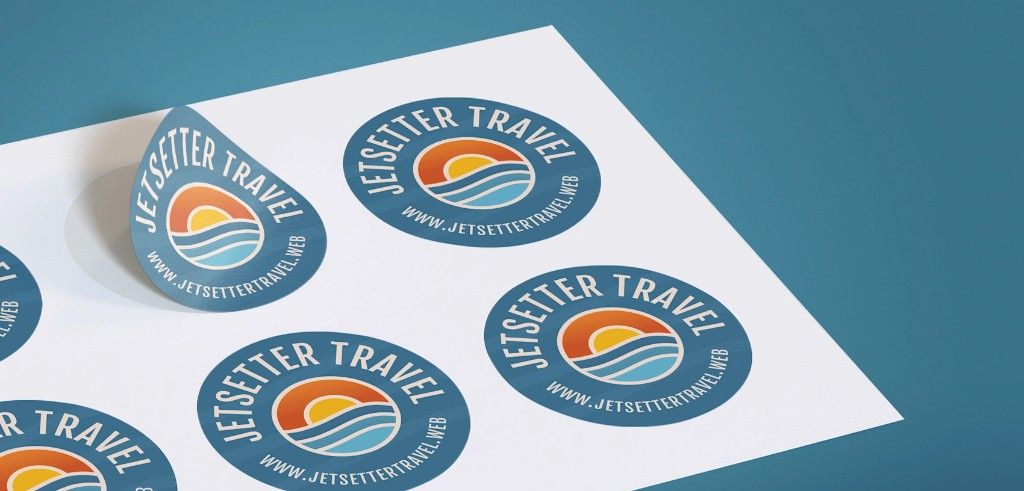Custom circular travel stickers for Jetsetter Travel by Plan Photo Repro